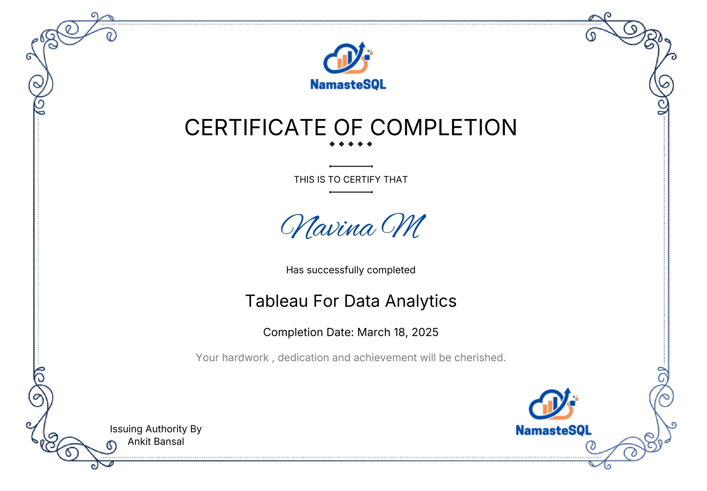 Tableau for Data Analytics (Namaste SQL)